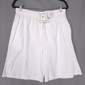 MICHAEL SIMON New Mens Jersey Shorts Casual XL White Elastic Waist 100% Cotton